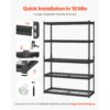 VEVOR Lagerregale, 1134 kg, 5-stufiges Schwerlastregal für die Garage, 457,2 x 1219,2 x 1828,8 mm – Bild 5