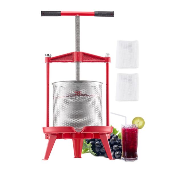 VEVOR Obstweinpresse Obstmühle Apfelmühle (14 L), Edelstahlkorb mit dreieckiger Struktur, manueller Entsafter