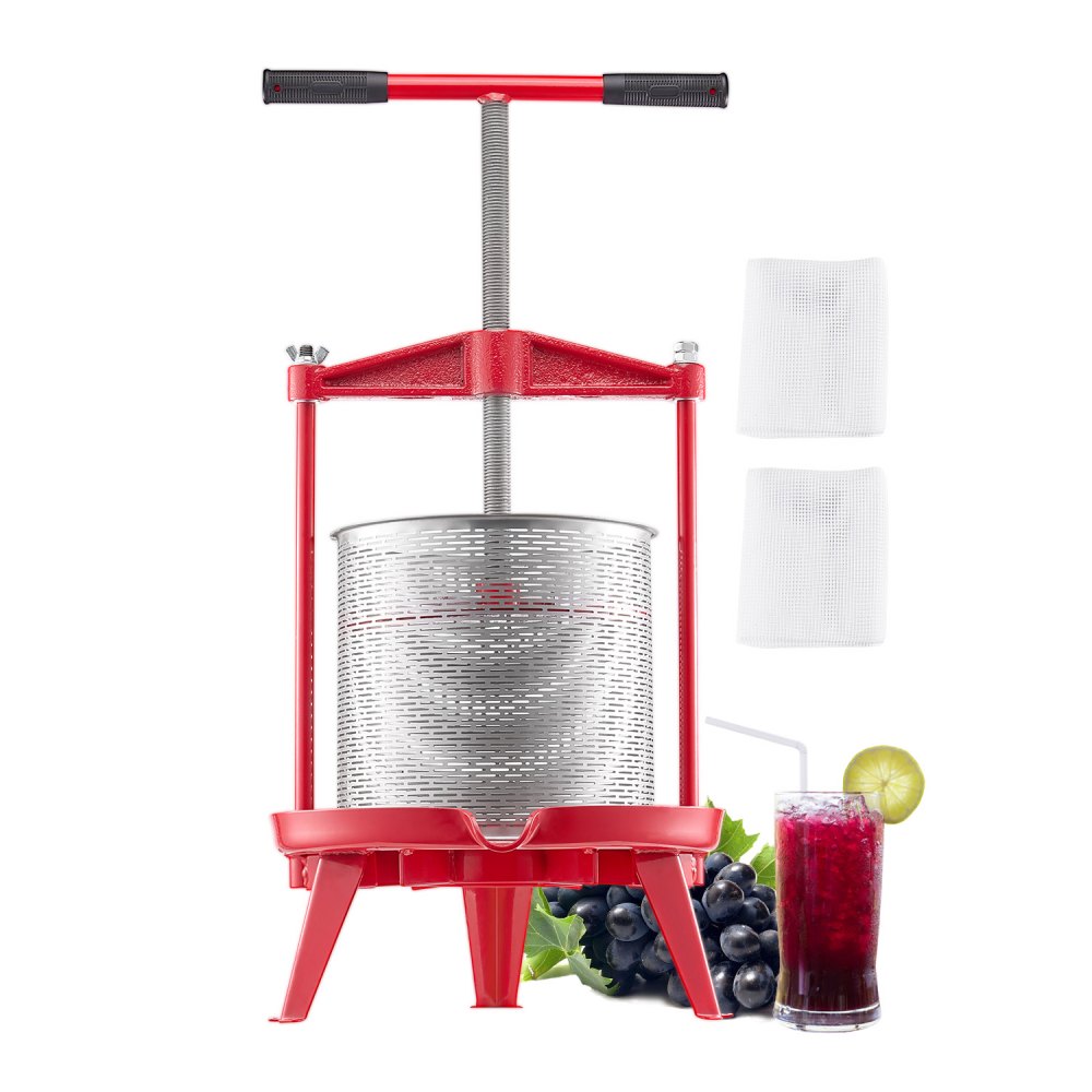 VEVOR Obstweinpresse Obstmühle Apfelmühle (14 L), Edelstahlkorb mit dreieckiger Struktur, manueller Entsafter