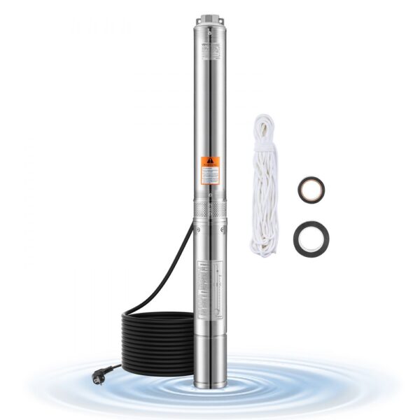 VEVOR Tiefbrunnenpumpe, 1100 W Eingangsleistung, 100 l/min Durchfluss, 75 m Förderhöhe