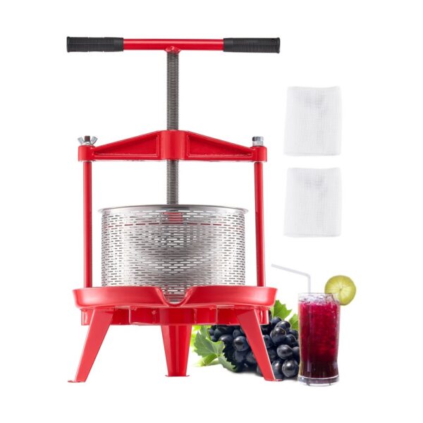 VEVOR Obstweinpresse Obstmühle Apfelmühle (9 L), Edelstahlkorb mit dreieckiger Struktur, manueller Entsafter VEVOR Obstweinpresse Obstmühle Apfelmühle (9 L), Edelstahlkorb mit dreieckiger Struktur, manueller Entsafter