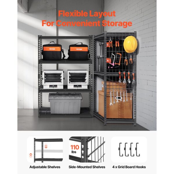 VEVOR Lagerregale, 1096 kg, 4-stufiges Schwerlastregal für die Garage, 508 x 1016 x 1524 mm – Bild 3