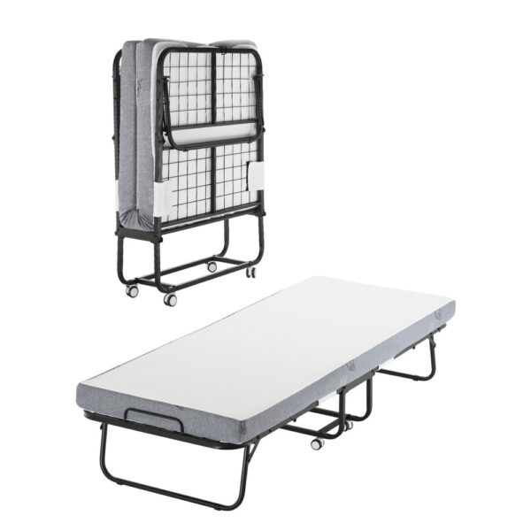 VEVOR Rollbett Klappbett mit 10 cm Matratze, faltbares Einzelbett mit Memory Foam-Matratze (190 x 81 cm)