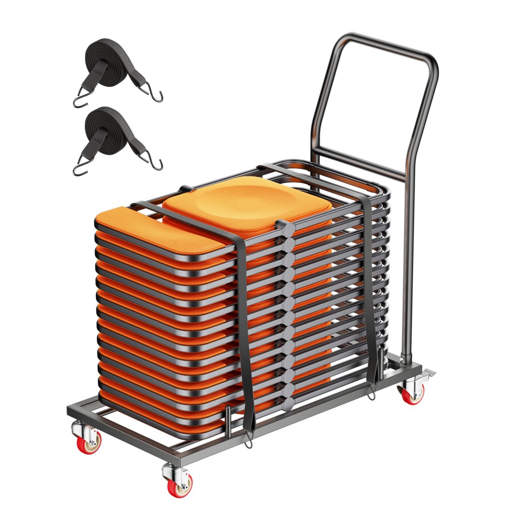 VEVOR Klappstuhlständer, 136 kg Tragkraft, L-förmiger horizontaler Stuhlwagen für 25 Stühle