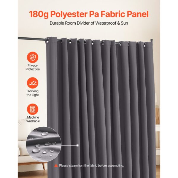 VEVOR Raumteiler Trennwand Paravent Stellwand Einzelpanel, Raumtrenner Rollbar (308,5 x 45 x 245,5 cm), Grau – Bild 3 VEVOR Raumteiler Trennwand Paravent Stellwand Einzelpanel, Raumtrenner Rollbar (308,5 x 45 x 245,5 cm), Grau – Bild 3