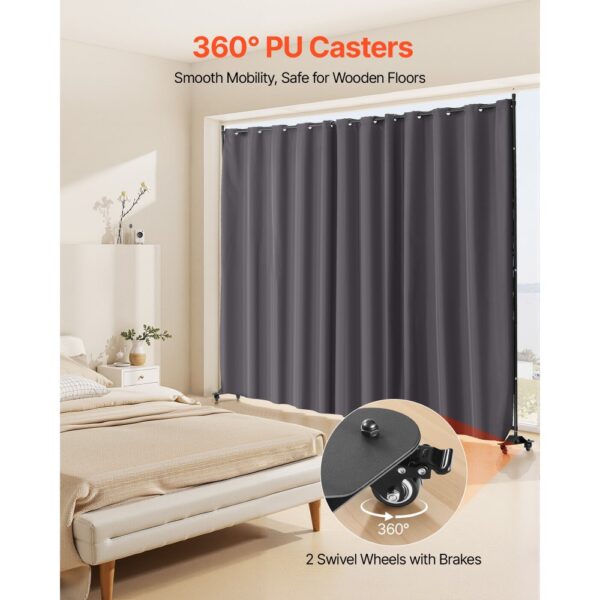VEVOR Raumteiler Trennwand Paravent Stellwand Einzelpanel, Raumtrenner Rollbar (308,5 x 45 x 245,5 cm), Grau – Bild 4 VEVOR Raumteiler Trennwand Paravent Stellwand Einzelpanel, Raumtrenner Rollbar (308,5 x 45 x 245,5 cm), Grau – Bild 4