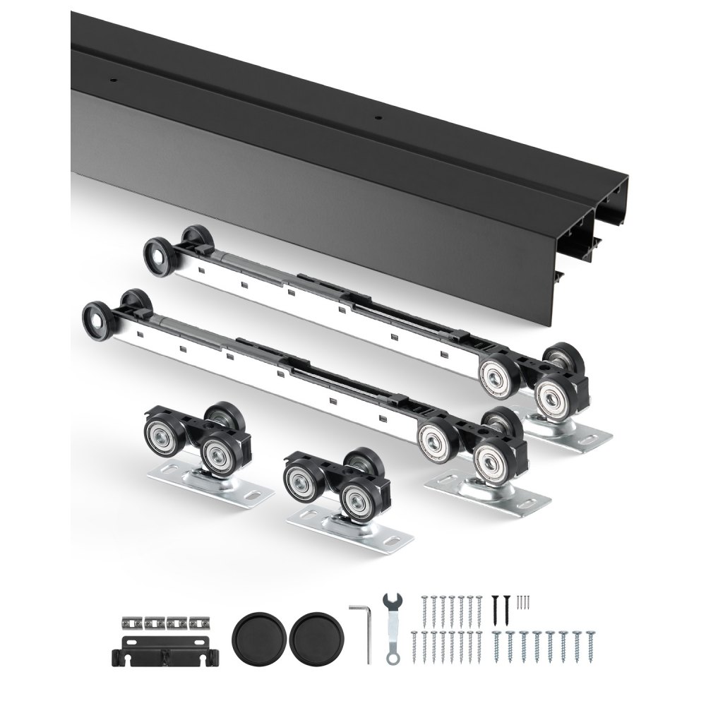 VEVOR Schiebetür-Beschlagschienensatz Schiebetürsystem 2438 mm, passende Türbreite 1232 mm x 2