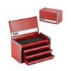 VEVOR Werkzeugkasten 218,4 x 118 x 120 mm, Werkzeugkiste mit 3 Schubladen, rot