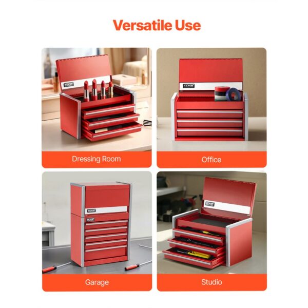 VEVOR Werkzeugkasten 218,4 x 118 x 120 mm, Werkzeugkiste mit 3 Schubladen, rot – Bild 5