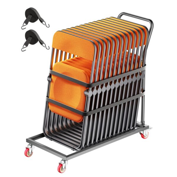 VEVOR Klappstuhlständer, 136 kg Tragkraft, L-förmiger Stuhlwagen zur vertikalen Platzierung für 25 Stühle