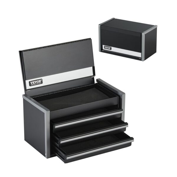 VEVOR Werkzeugkasten 218,4x118x120 mm, Werkzeugkiste mit 3 Schubladen, schwarz