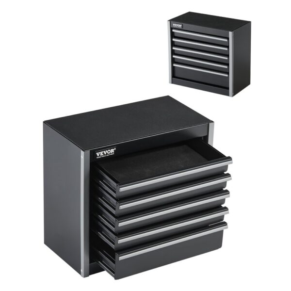 VEVOR Werkzeugkiste 218x118x205 mm, Werkzeugkasten aus Metall mit 5 Schubladen, schwarz