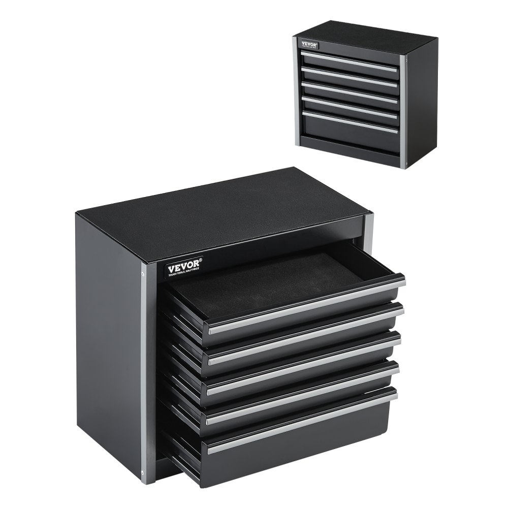 VEVOR Werkzeugkiste 218x118x205 mm, Werkzeugkasten aus Metall mit 5 Schubladen, schwarz
