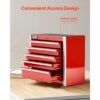 VEVOR Werkzeugkiste 218 x 118 x 205 mm, Werkzeugkasten aus Metall mit 5 Schubladen, rot – Bild 4