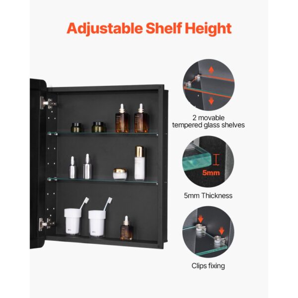 VEVOR Spiegelschrank verspiegelter Arzneischrank Medizinschrank (662 x 135 x 762 mm) für Badezimmer – Bild 3
