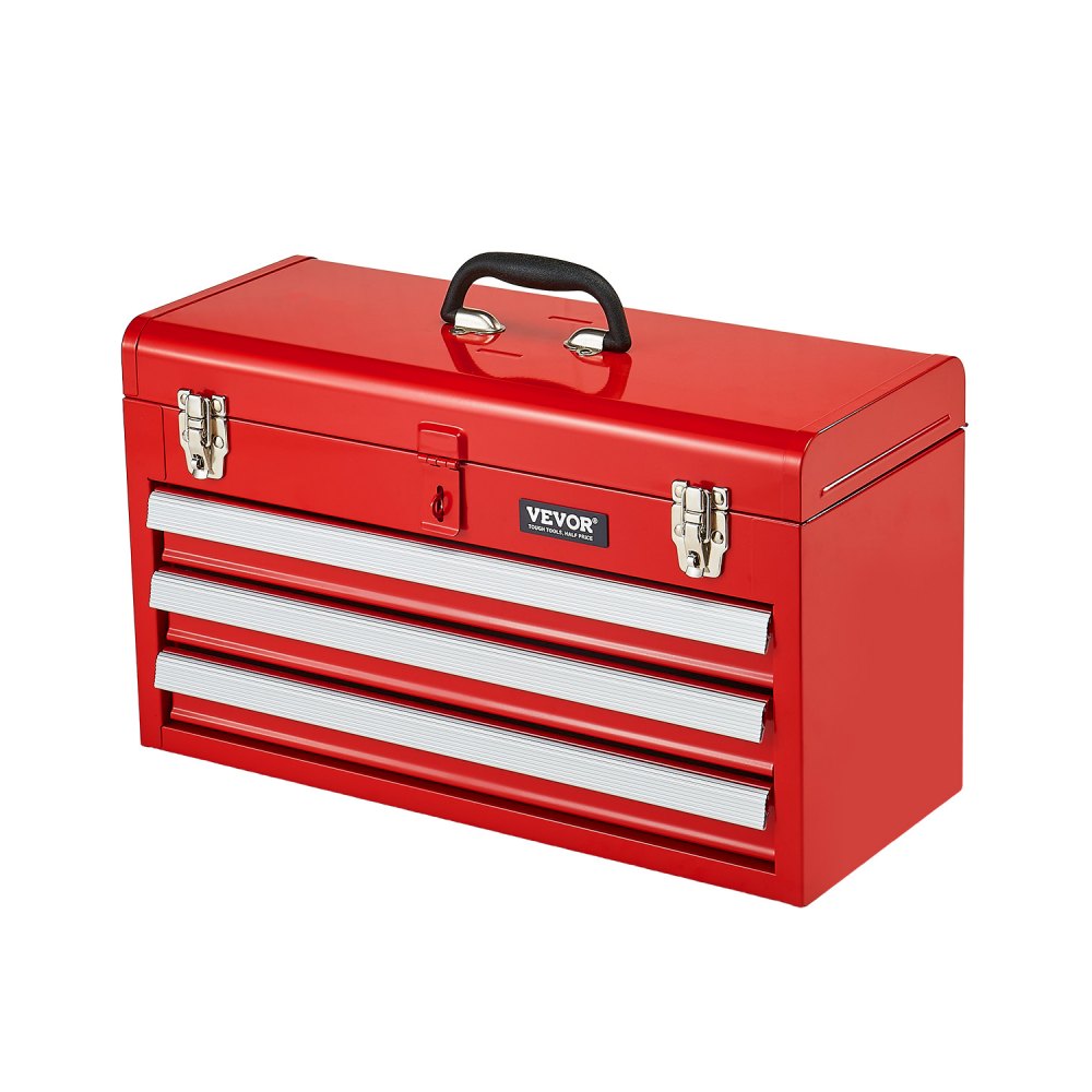 VEVOR Werkzeugkiste 520 x 218 x 304 mm, Werkzeugkasten mit 3 Schubladen, Werkzeugkoffer mit EVA-Einlagen