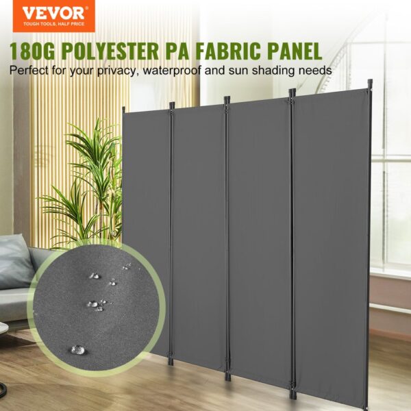 VEVOR Raumteiler Trennwand 4-teiliger Paravent Stellwand, Raumtrenner freistehend (56 x 45 x 172,5 cm), Grau – Bild 2