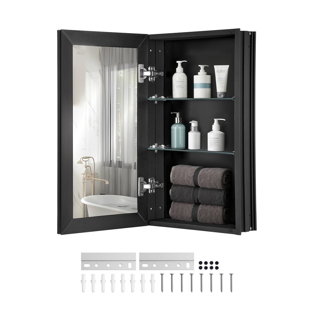 VEVOR Spiegelschrank verspiegelter Arzneischrank Medizinschrank (355 x 135 x 610 mm) für Badezimmer