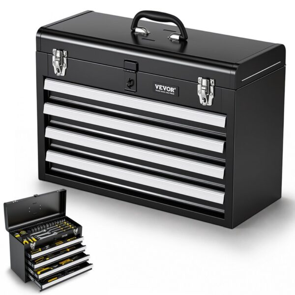 VEVOR Werkzeugkasten 520x218x361 mm, Werkzeugkiste mit 4 Schubladen, Werkzeugkoffer mit EVA-Einlagen