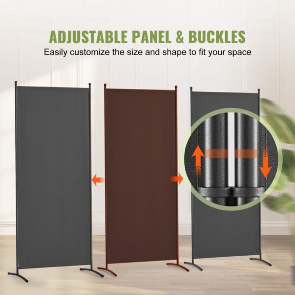 VEVOR Raumteiler Trennwand 3-teiliger Paravent Stellwand, Raumtrenner freistehend (228 x 52 x 184 cm), Grau – Bild 4