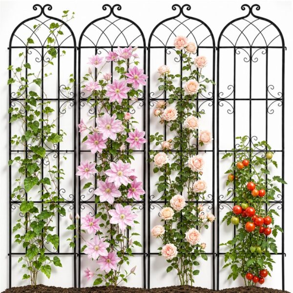 VEVOR Rankhilfe für Kletterpflanzen, 51x220 cm, 4er-Set rostfreies Metallspalier für Gartenblumen