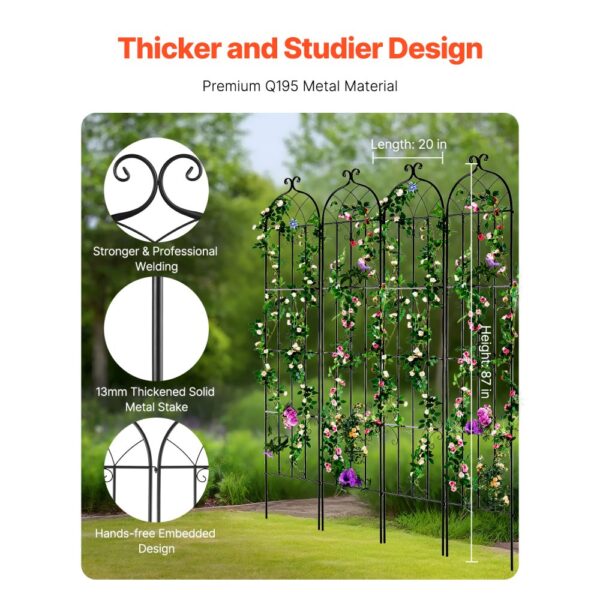 VEVOR Rankhilfe für Kletterpflanzen, 51x220 cm, 4er-Set rostfreies Metallspalier für Gartenblumen – Bild 2
