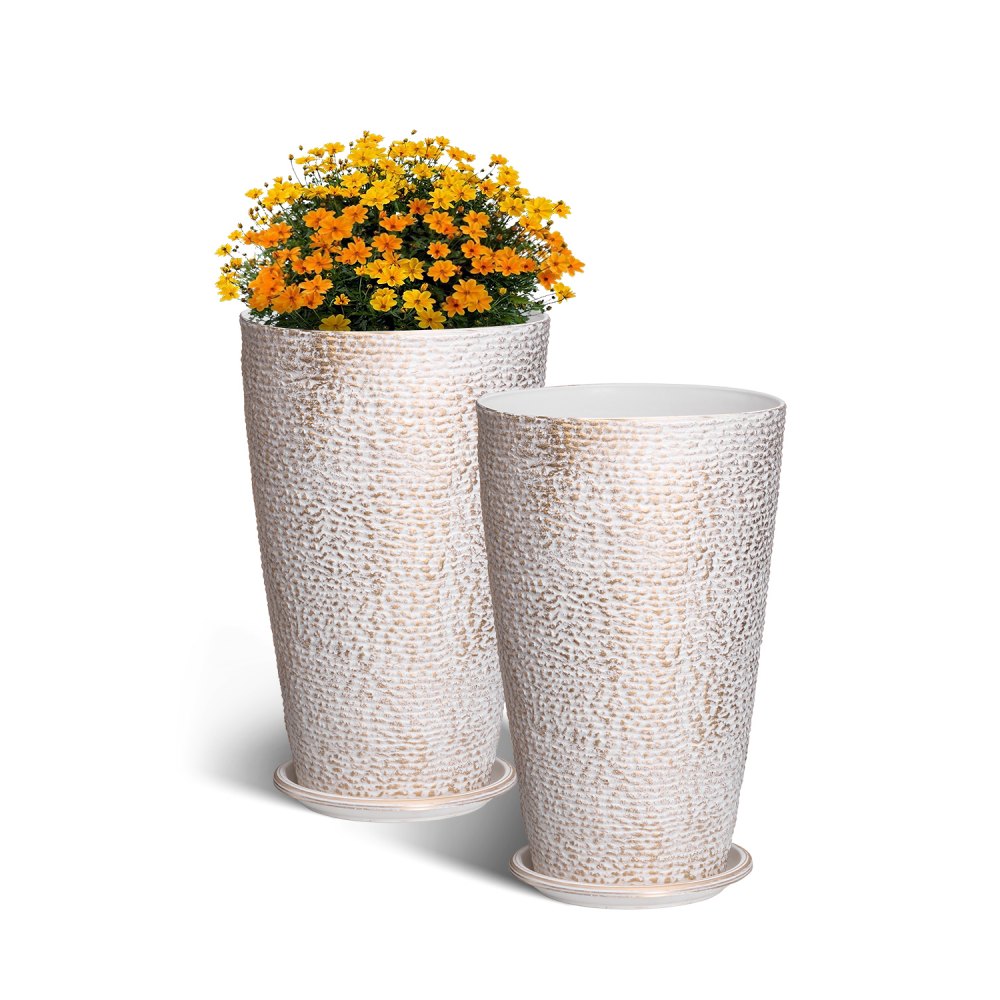 VEVOR Blumentopf, 2er Set, Großer konischer Pflanztopf 530 mm, Blumenkübel Steinfinish