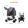 VEVOR Hundewagen 81x46x97 cm, 16 kg Tragkraft, 4-Rad-Buggy mit abnehmbarer Trage und Netzfenstern – Bild 2
