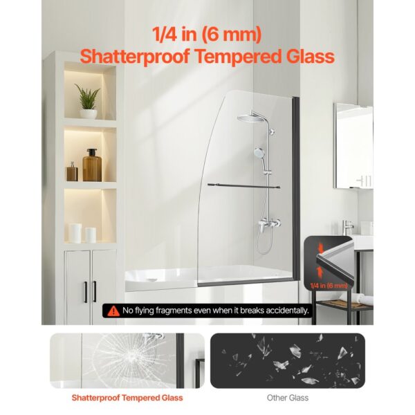 VEVOR rahmenlose Badewannen Duschtür (864 x 1397 mm / B x H) halbe platzsparende Duschtür für Badewanne – Bild 2 VEVOR rahmenlose Badewannen Duschtür (864 x 1397 mm / B x H) halbe platzsparende Duschtür für Badewanne – Bild 2