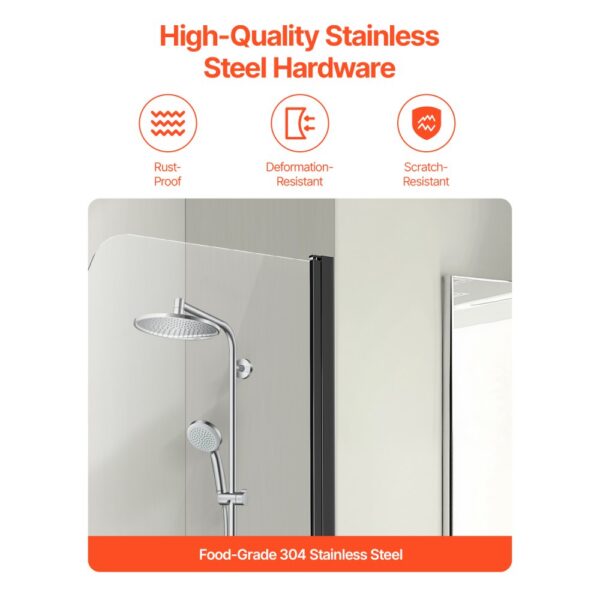 VEVOR rahmenlose Badewannen Duschtür (864 x 1397 mm / B x H) halbe platzsparende Duschtür für Badewanne – Bild 4 VEVOR rahmenlose Badewannen Duschtür (864 x 1397 mm / B x H) halbe platzsparende Duschtür für Badewanne – Bild 4