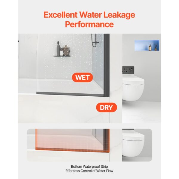 VEVOR rahmenlose Badewannen Duschtür (864 x 1397 mm / B x H) halbe platzsparende Duschtür für Badewanne – Bild 5 VEVOR rahmenlose Badewannen Duschtür (864 x 1397 mm / B x H) halbe platzsparende Duschtür für Badewanne – Bild 5