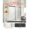 VEVOR Rahmenlose Schiebetür für Badewanne Duschglastür (1422-1524 x 1524 mm), schwarzes Finish – Bild 2