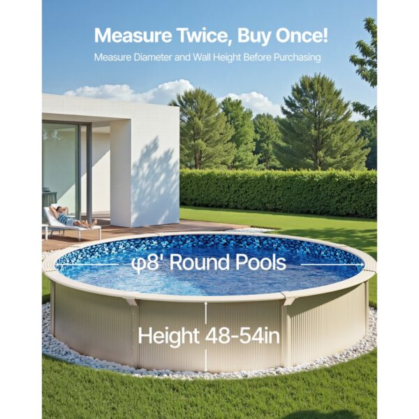 VEVOR Runde Poolfolie, φ244x147 cm, Folie aus Vinyl im Überlappungsstil mit Standardstärke – Bild 3