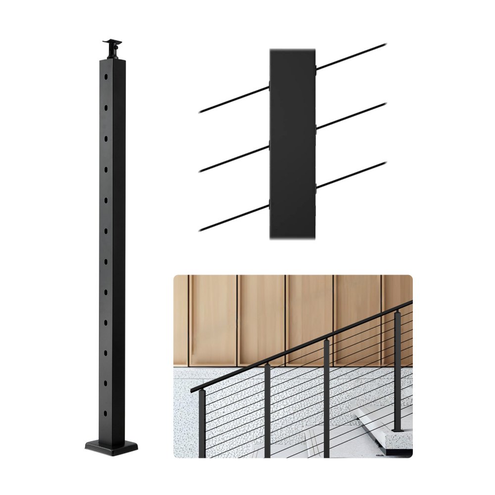 VEVOR Kabelgeländerpfosten, 106,7x3x5cm Treppengeländerpfosten mit vorgebohrten 30°-Winkellöchern, 1er-Set
