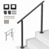 VEVOR Handlauf 103 cm, Treppengeländer-Set für 2–3 Stufen, schwarzes Vierkantrohr mit horizontaler Stange