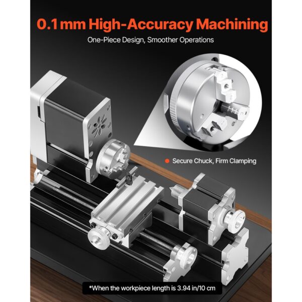 VEVOR Mini-Drehmaschine aus Metall 70x130 mm, Fräsmaschine 20000 U/min, 36 W Hochleistungsmotor – Bild 4
