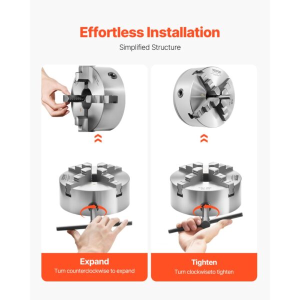 VEVOR 4-Backen-Drehfutter, φ200 mm, selbstzentrierendes Spannfutter mit 38,1-mm-8-Gewindeträgerplatte – Bild 5 VEVOR 4-Backen-Drehfutter, φ200 mm, selbstzentrierendes Spannfutter mit 38,1-mm-8-Gewindeträgerplatte – Bild 5