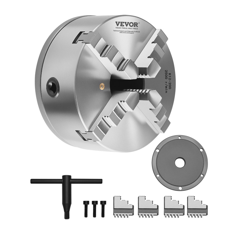 VEVOR 4-Backen-Drehfutter, φ200 mm, selbstzentrierendes Spannfutter mit 38,1-mm-8-Gewindeträgerplatte