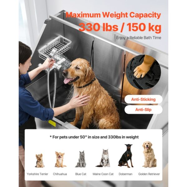 VEVOR Elektrische Hundewaschstation mit Hebefunktion, 127 cm Tierpflegewanne mit PE-Wasserfilterplatte – Bild 4