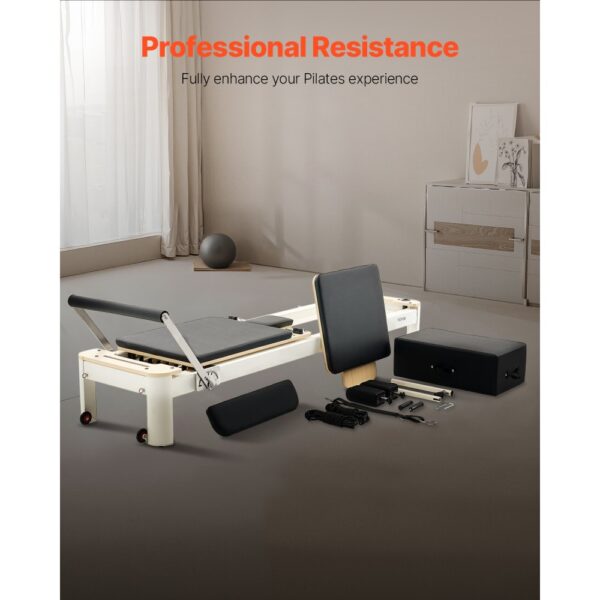 VEVOR Pilates Reformer Maschine Pilates-Bett aus Aluminium mit Sitzbox & doppeltem Widerstand, Feder & Kordel – Bild 3