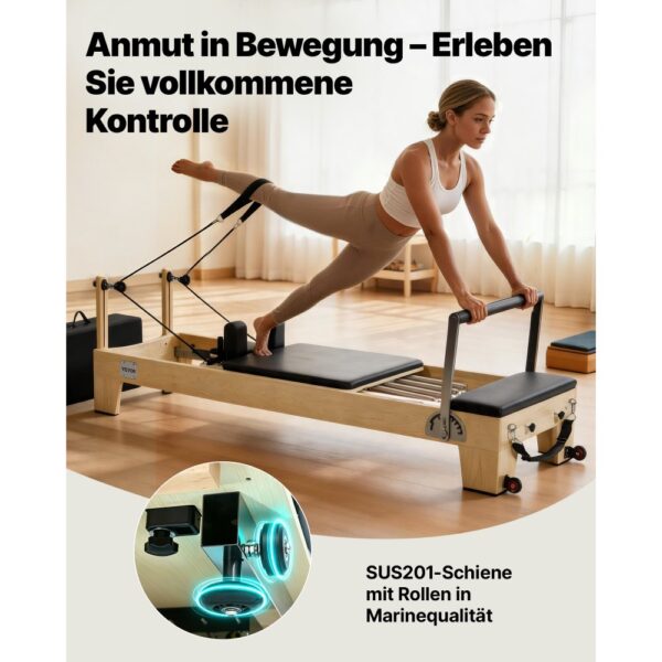 VEVOR Pilates Reformer Trainingsgerät aus Holz für den Einsatz im Heim-Fitnessstudio, bis zu 181,44 kg – Bild 5