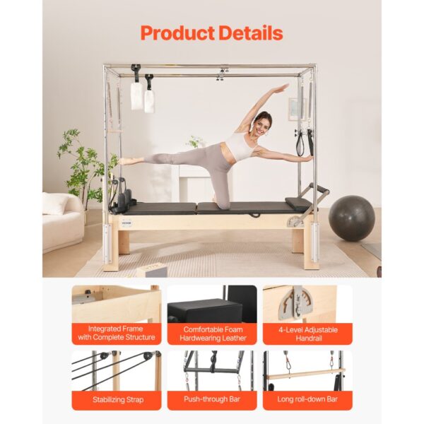 VEVOR Pilates Reformer Maschine aus Holz für Fitnessstudio zu Hause, bis zu 181,44 kg – Bild 5