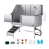 VEVOR Hundewaschstation Edelstahl, 1500x700x1495 mm Tierpflegewanne mit Rampe, Duschkopf & Seifenhalter
