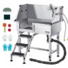 VEVOR Hundewaschstation aus Edelstahl, 870x488x1025 mm Tierpflegewanne mit Ablagetreppe, Wasserhahn