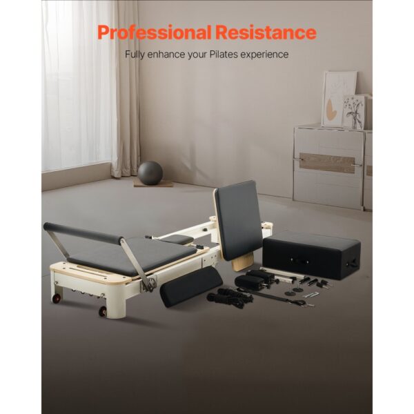 VEVOR Faltbare Pilates Reformer Maschine Pilates-Bett aus Aluminium mit Sitzbox & doppeltem Widerstand – Bild 3