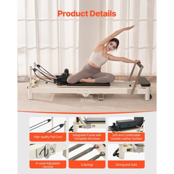 VEVOR Faltbare Pilates Reformer Maschine Pilates-Bett aus Aluminium mit Sitzbox & doppeltem Widerstand – Bild 5