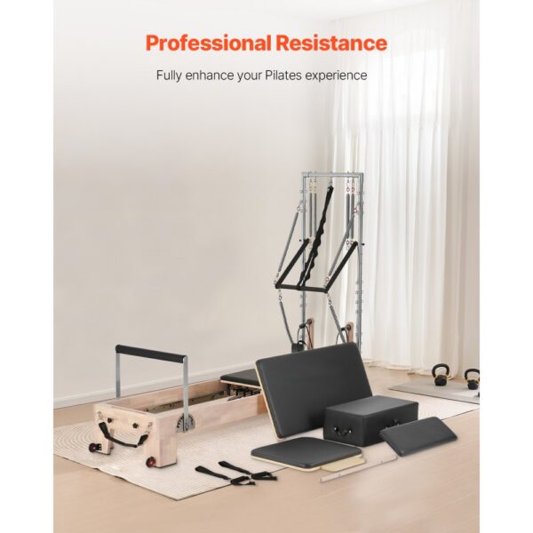 VEVOR Pilates Reformer Maschine aus Gummibaumholz für Fitnessstudio, Sprungbrett, biz zu 181,44 kg – Bild 3