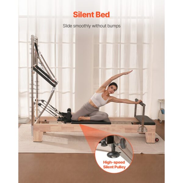 VEVOR Pilates Reformer Maschine aus Gummibaumholz für Fitnessstudio, Sprungbrett, biz zu 181,44 kg – Bild 4