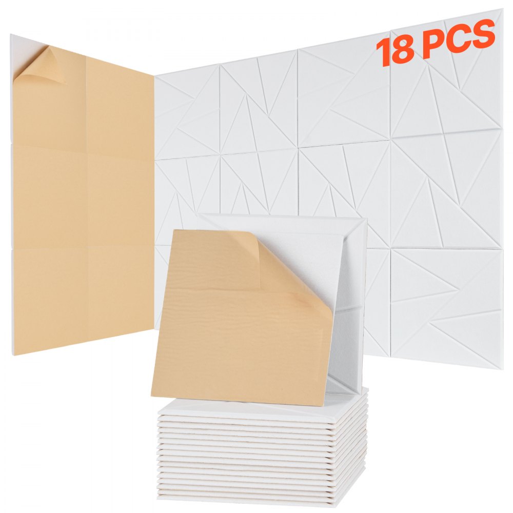 VEVOR Akustikpaneele mit Selbstklebeband, 300x300x10 mm, schalldichte Schaumstoffplatten, 18er-Pack