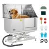 VEVOR Elektrische Hundewaschstation mit Hebefunktion, Wasserhahn & Duschkopf, Hundebadewanne